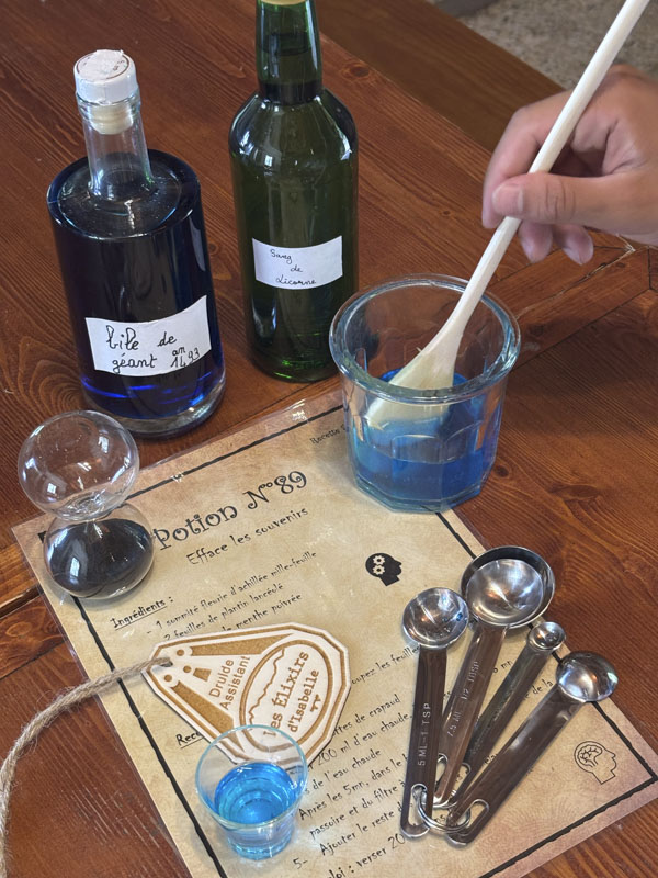 Fabrication de potion lors de l'atelier des druides