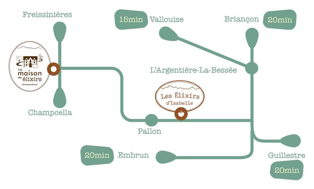 Localisation liquoristerie et Maison des Élixirs
